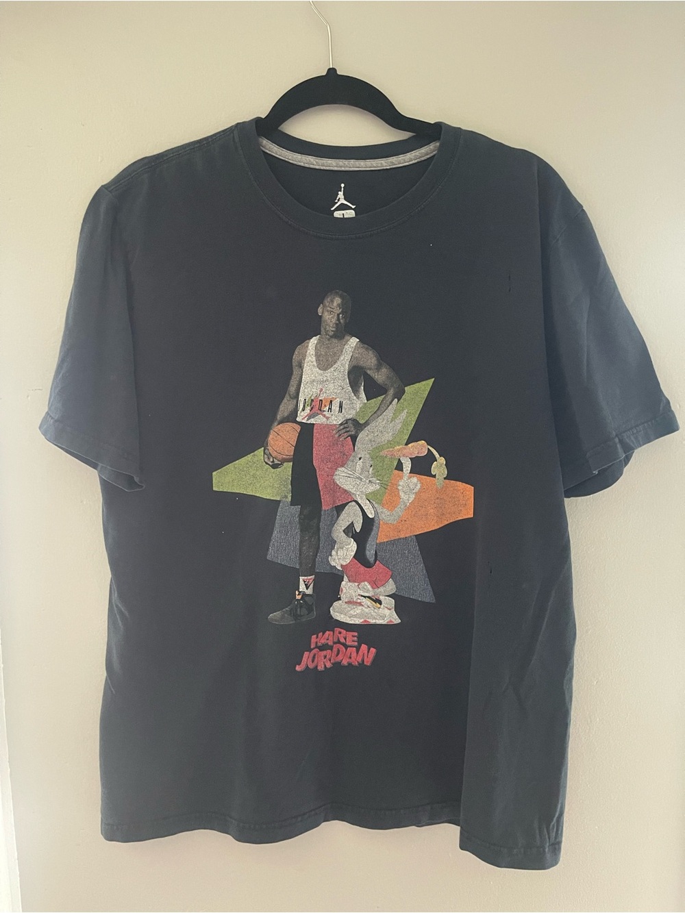 Jordan Black Tee with Multicolor Retro Graphic
